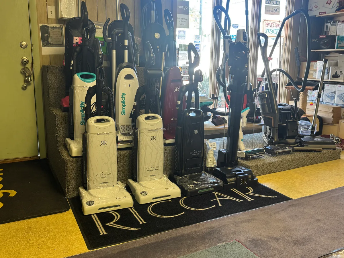 Vacuums and accessories inside the Vac Shack showroom in Festus